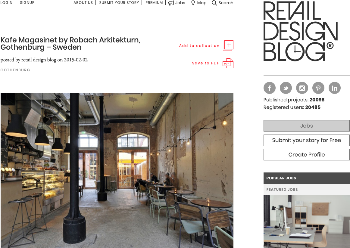 Retail Design Blog article about Kafé Magasinet