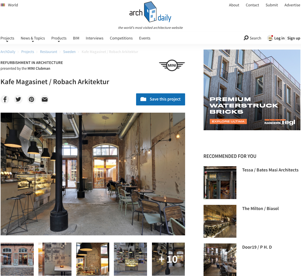 Archdaily article about Kafé Magasinet